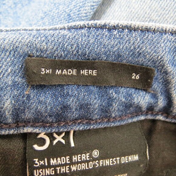 3x1 Women's High Waist Straight Authentic Crop Jeans in Mury Wash 26 Fray Hem - Picture 9 of 9